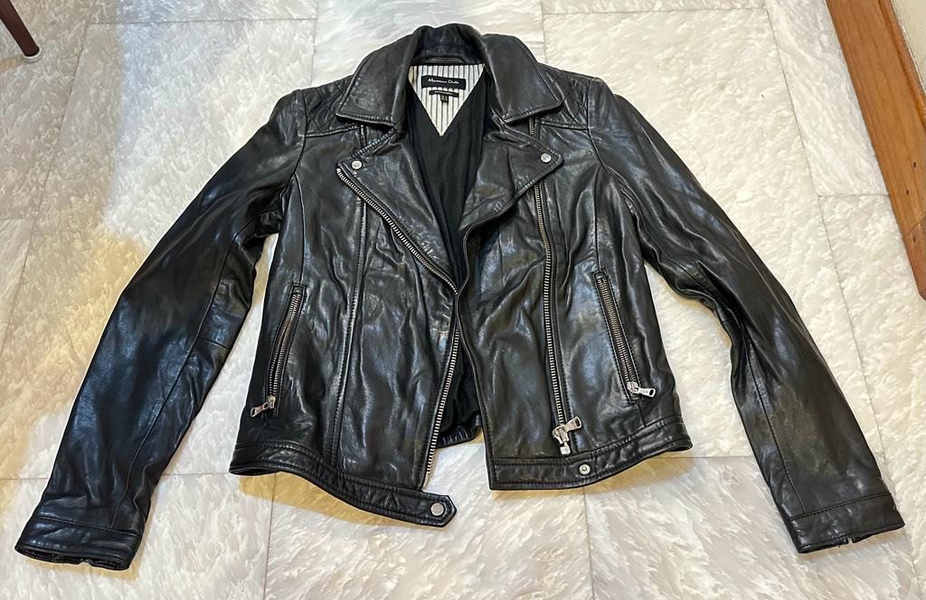 Manteau En Cuir De Mouton Massimo Dutti - Couleur Marron - Taille 2XL - Style Parka - Occasion Très Bon état