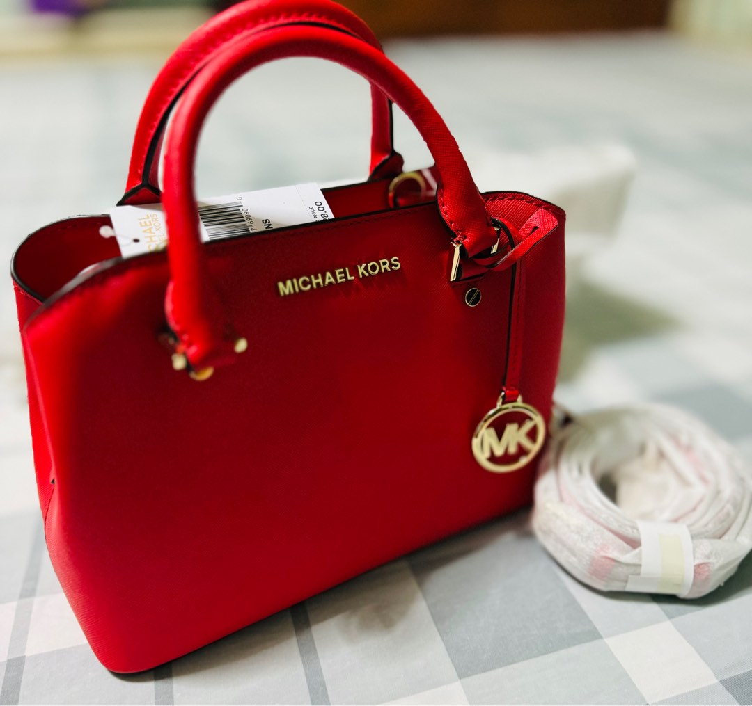 Michael Kors Red Sling Bag Small, Luxury, Bags & Wallets on Carousell
