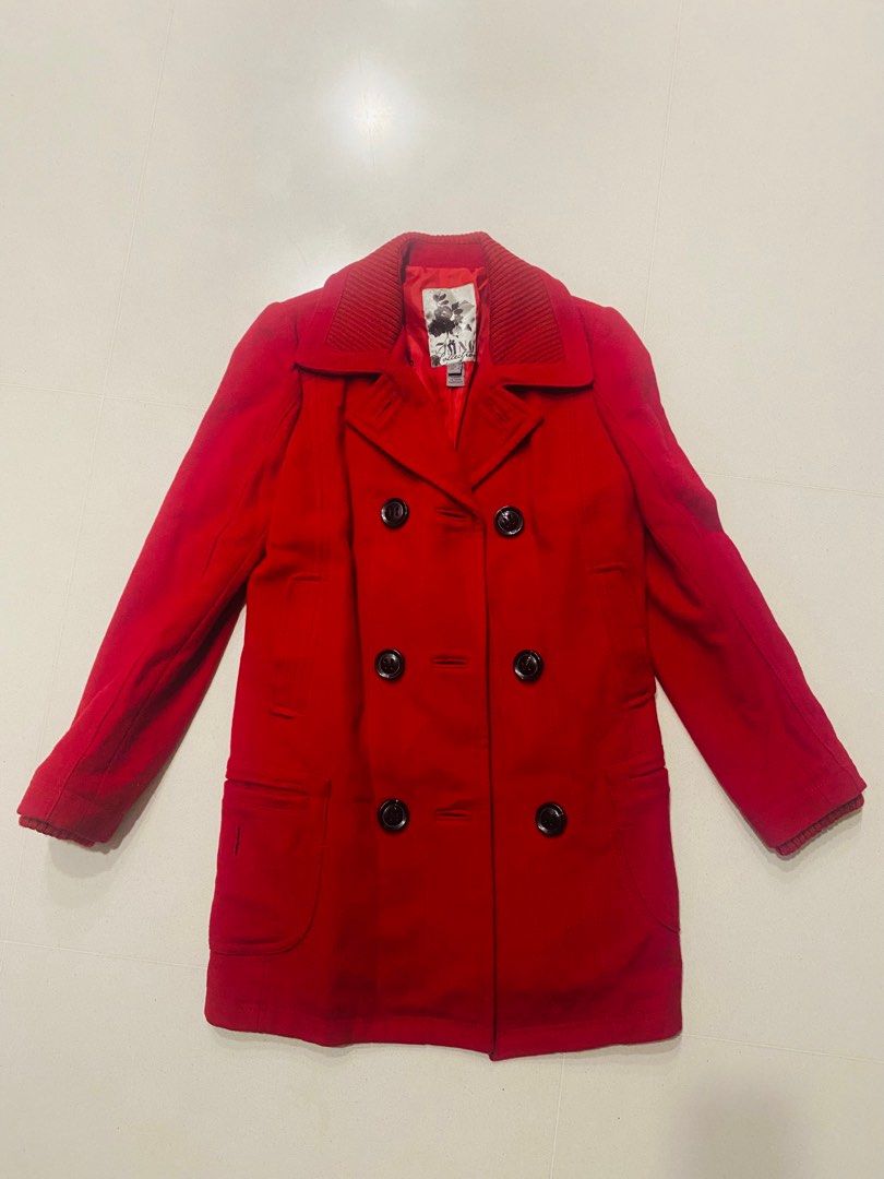 Mango red wool coat clearance