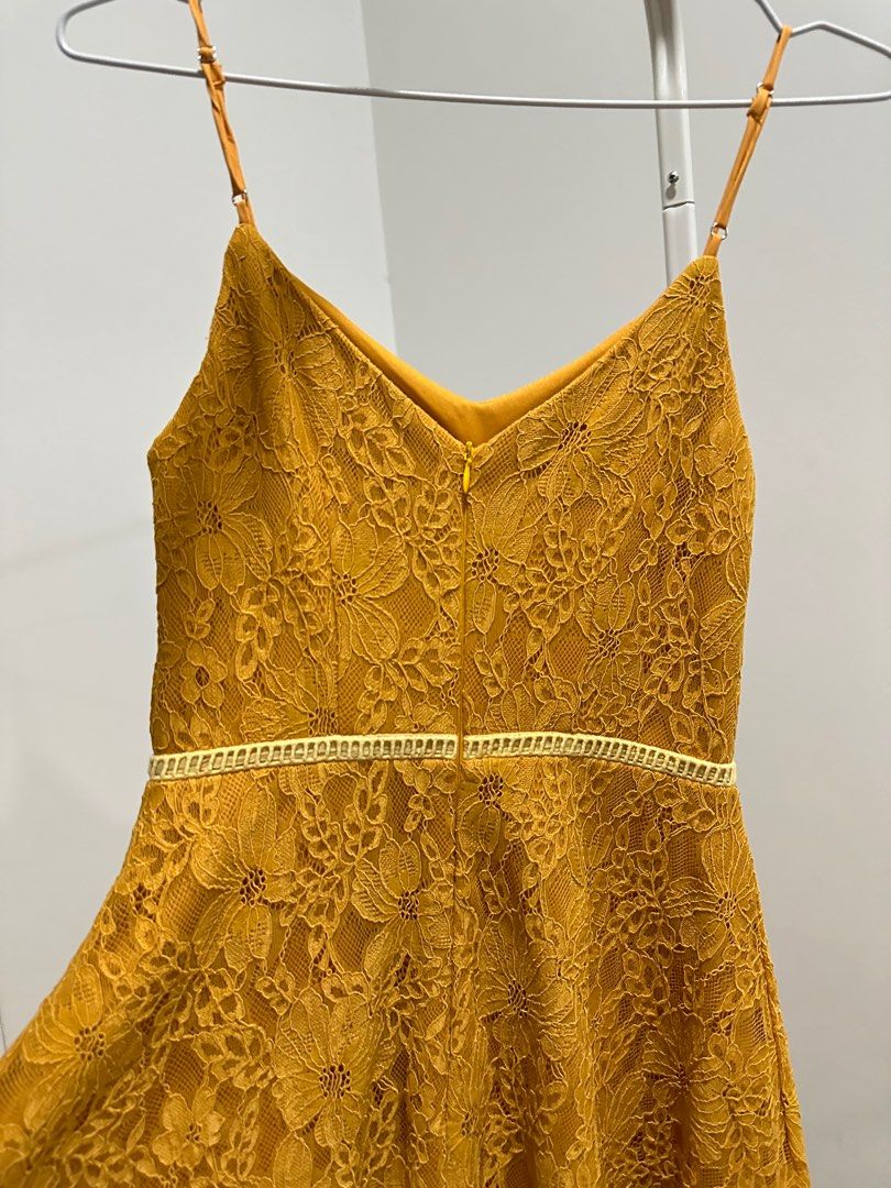 Mustard yellow lace dress, Women's Fashion, Dresses & Sets, Dresses on