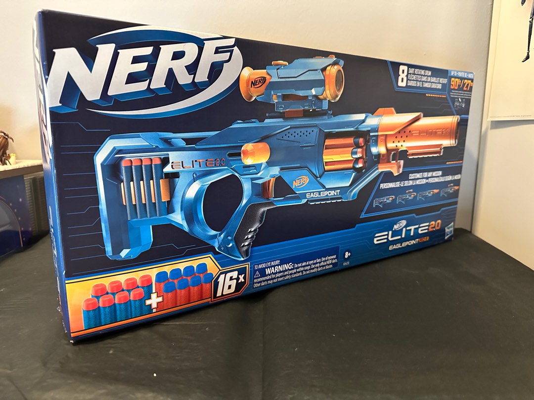 Nerf Elite 2.0 Eaglepoint RD-8 Blaster, Detachable Scope and Barrel, 16  Darts 