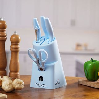 NEW Pero Granite Knife Set 6 in 1 with Holder Set Pisau Dapur Granit