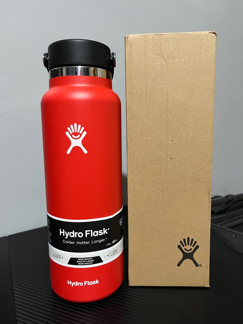 Hydro Flask Water Bottle Wide Mouth 40 Oz Goji Red Wide Flex Cap