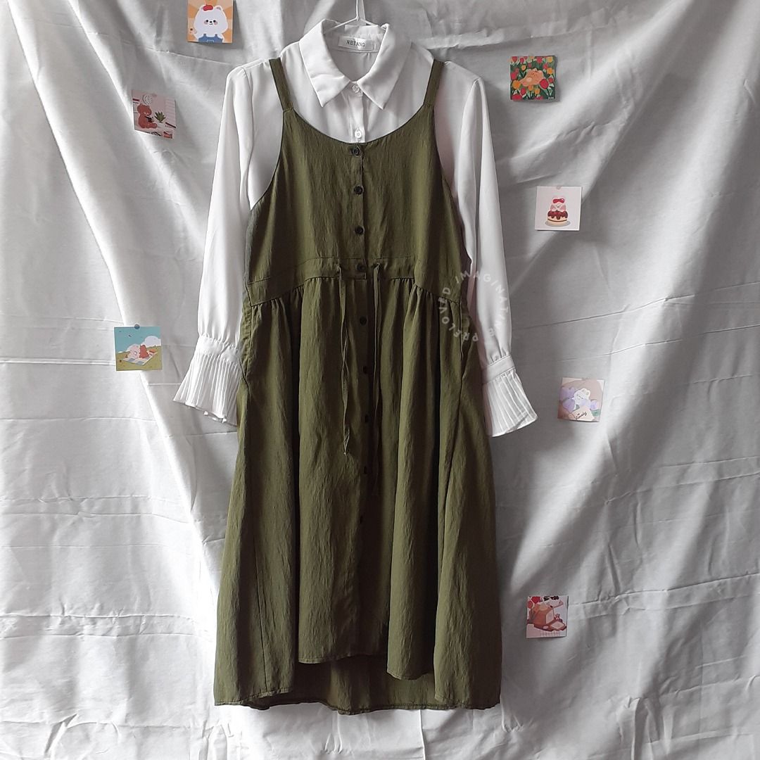 Overall top dress linen