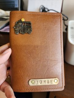 Personalized leatherette passport holder with  JORGE