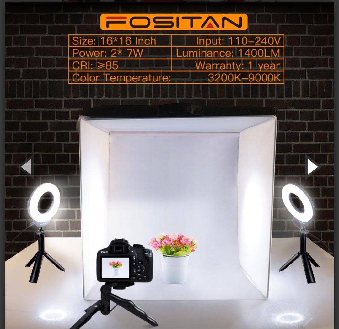 Photo Studio Box, FOSITAN 16x16 Inch Table Top Photo Light Box