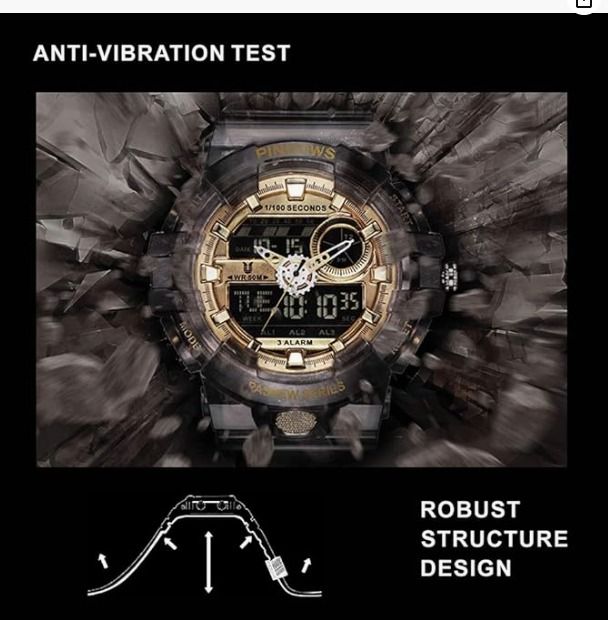 PINDOWS Men Watch for Men Digital Sports Watch, Outdoor Waterproof ...