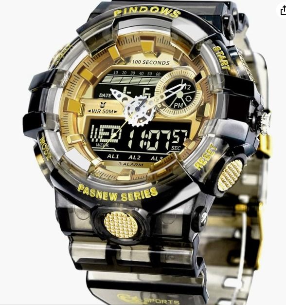 PINDOWS Men Watch for Men Digital Sports Watch Outdoor Waterproof
