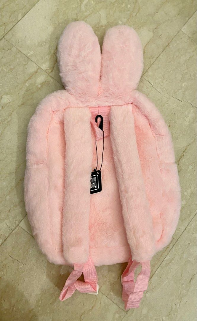 Furry pink bunny backpack store