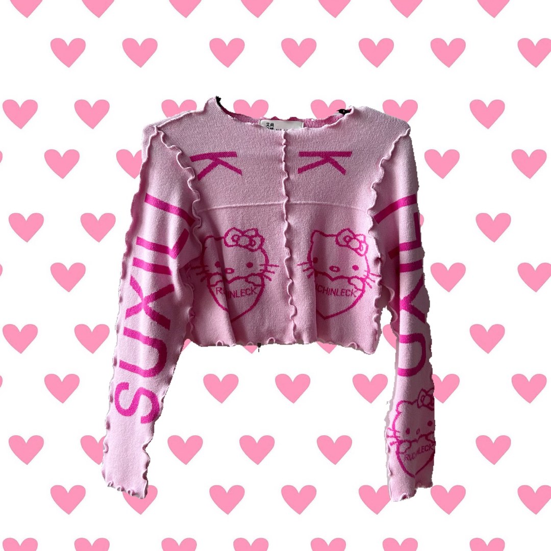 Y2K Pink Hello Kitty Top, Women's Fashion, Tops, Longsleeves on Carousell