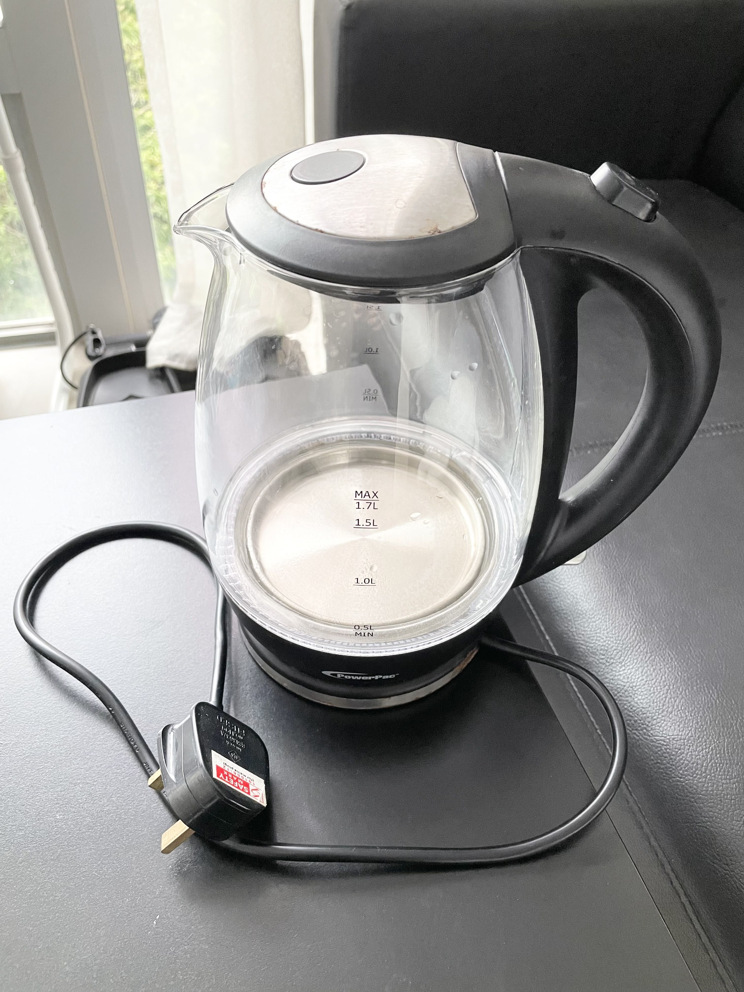 Powerpac Electric Kettle Water Kettle 1.7L Hot Water Boiler Bottle need to use with water glass pitcher