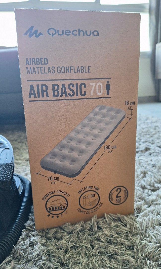 Quechua Air Mattress and Portable Pump, Sports Equipment, Hiking