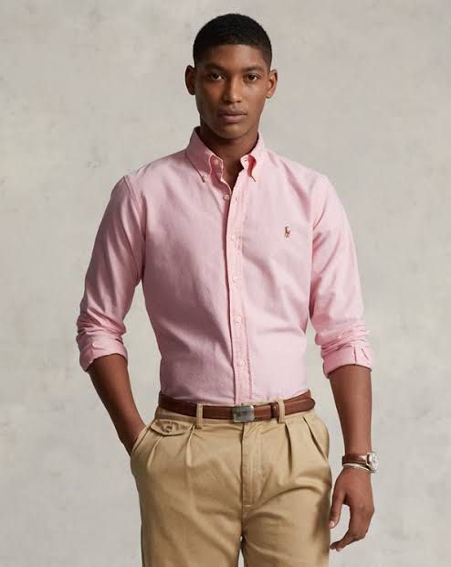 Pink ralph lauren deals button down shirt