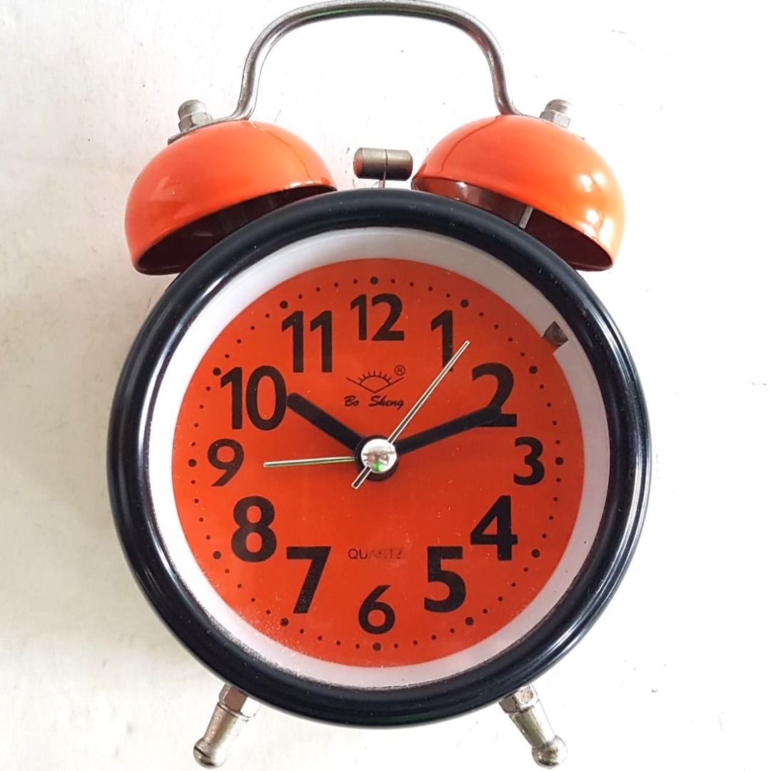 Rare Twin Bell Alarm Clock Designer Timer with Night Light Decorative Timepiece Art Decor Shape like