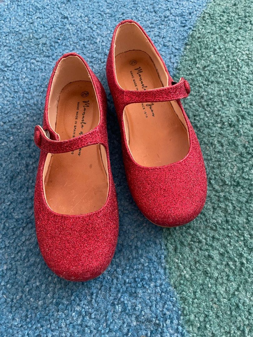 Red glitter leather Mary Janes size 29