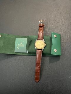 Gold rolex leather strap hotsell
