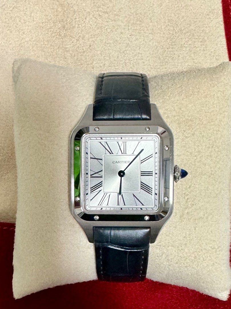 santos dumont watch large model quartz movement steel leather