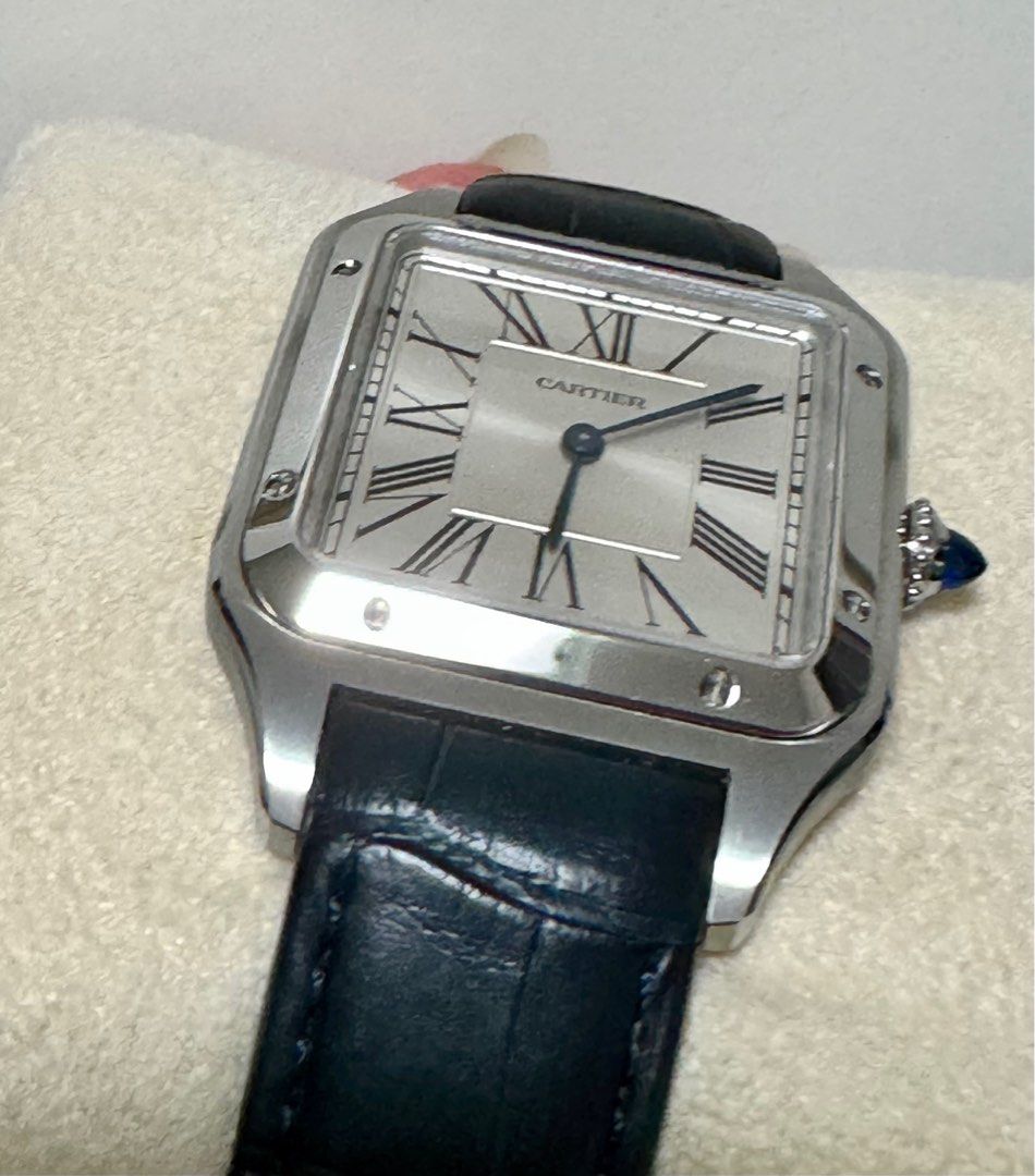 santos dumont watch large model quartz movement steel leather