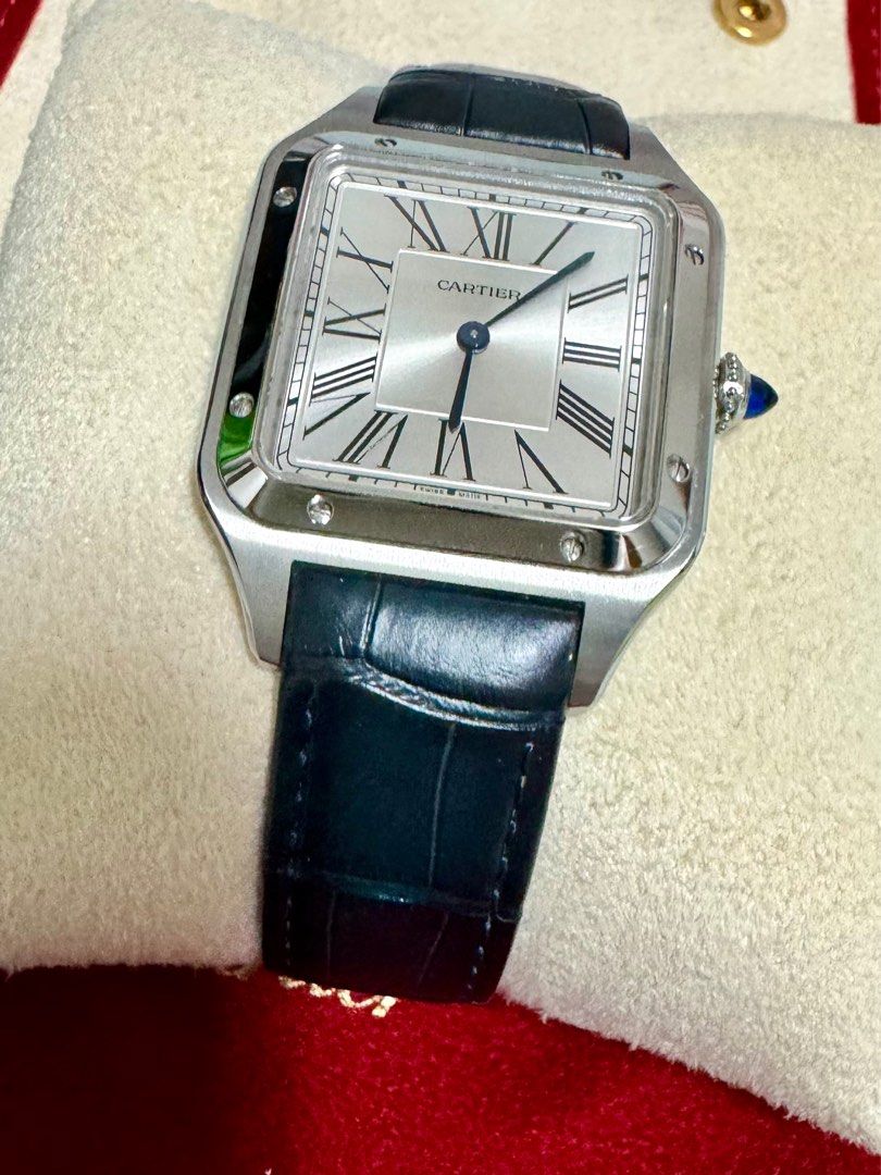SANTOS DUMONT WATCH LARGE MODEL QUARTZ MOVEMENT STEEL LEATHER