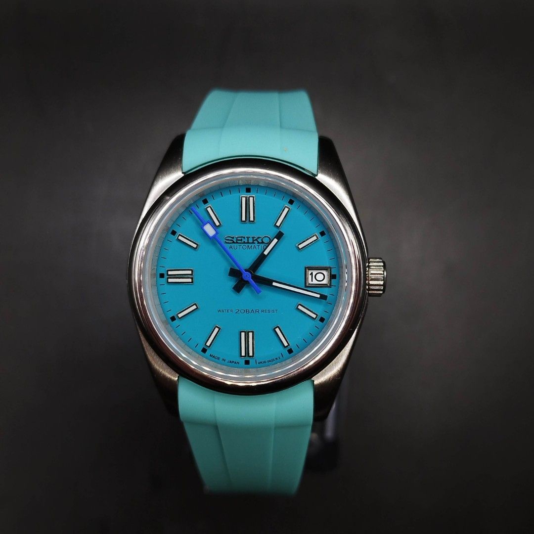 Seikolex 36mm Tiffany (Category: Women's Watches) located in Quezon City. Submitted by ars_watches (Listing ID 1267602979, Image 3). Description: this watch is customize build by us and not affiliated with it's brand original NH35 movement 904L stainless steel aftermarket base silicon strap sapphire glass 36mm case dm with box and paper bag winding hacking mechanism.