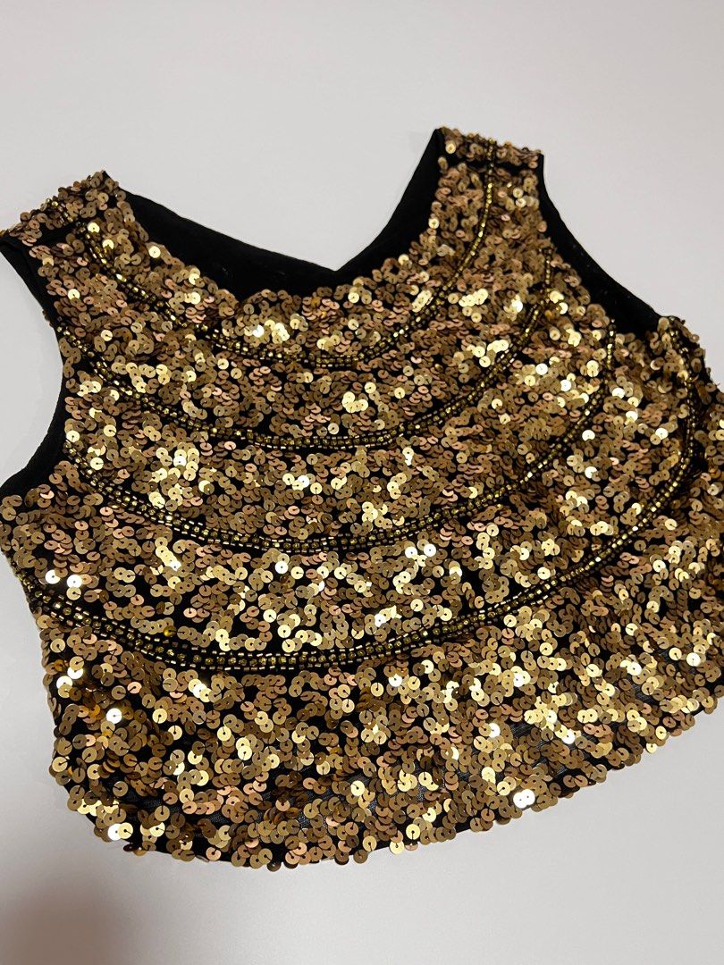 Sequin Glitter Gold Blouse Gatsby Theme, Women's Fashion, Tops