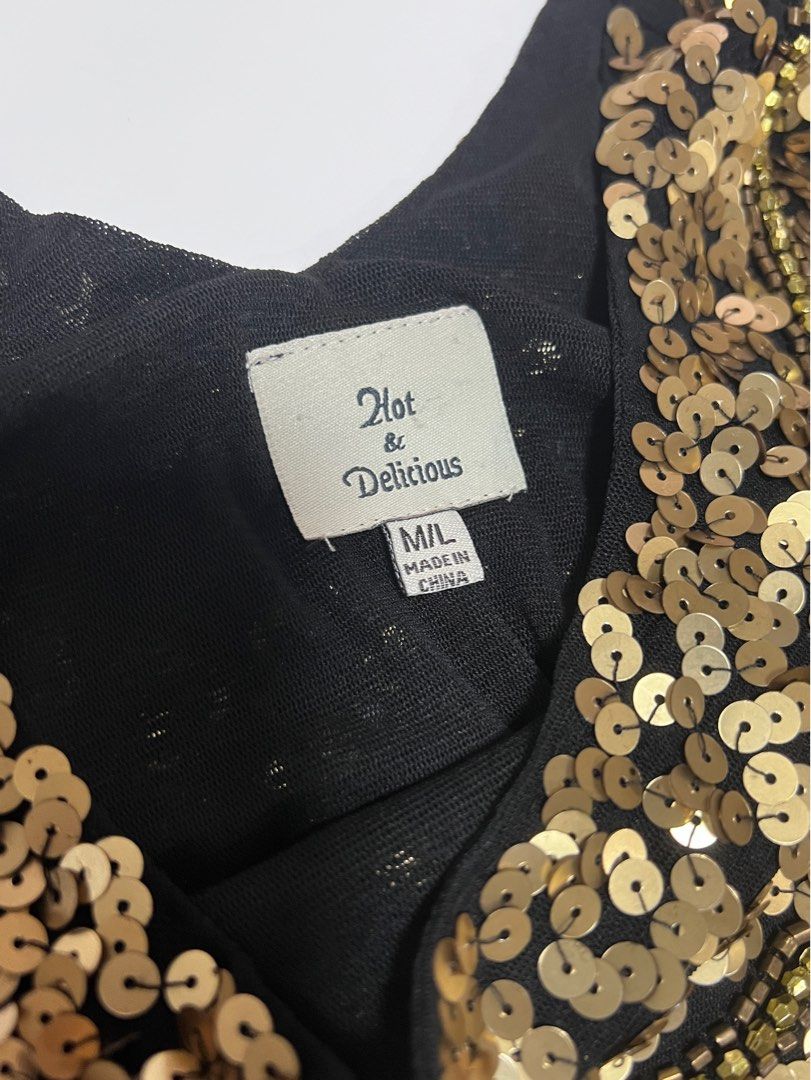 Sequin Glitter Gold Blouse Gatsby Theme, Women's Fashion, Tops