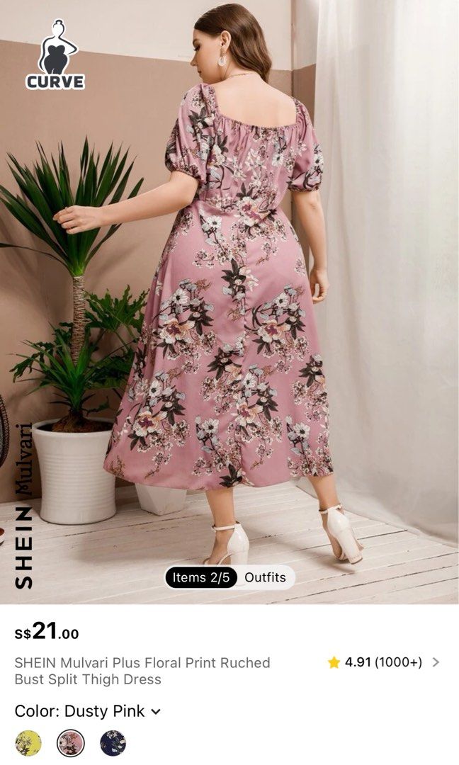 SHEIN CURVE+ Plus Floral Print Dress