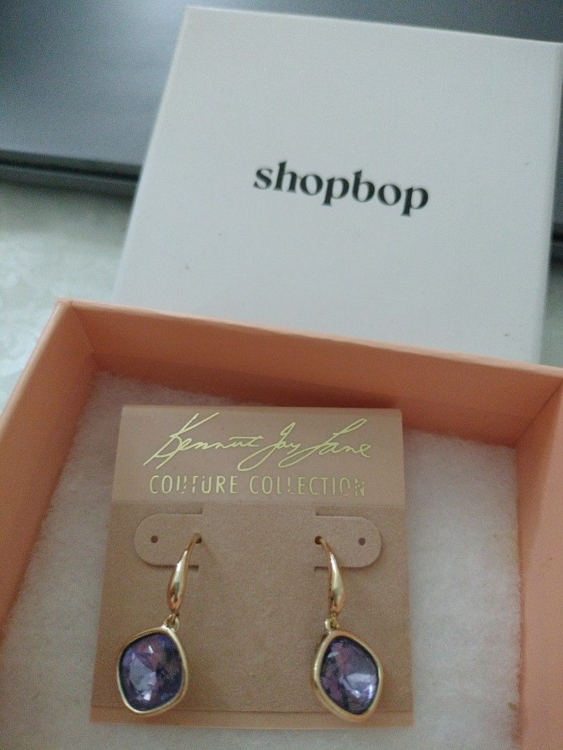 Shopbop Purple Gem Earrings with Gold Frame Women s Fashion Jewelry Organisers Earrings on Carousell