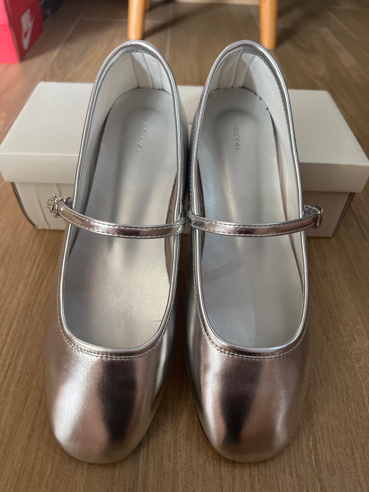 Silver Mary Jane Women s Fashion Footwear Flats on Carousell