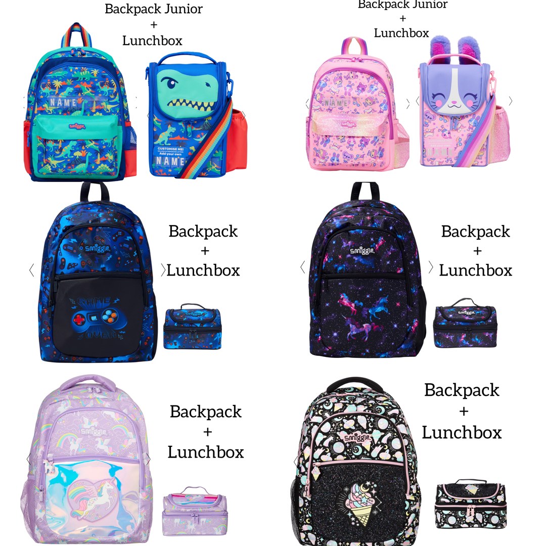 Smiggle backpack new arrivals and lunchbox