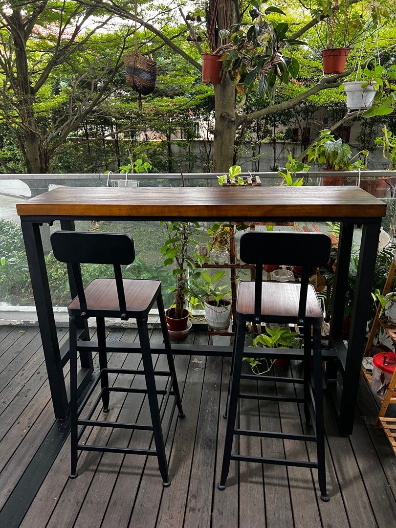 Starbucks Bar Table and chairs set, Furniture & Home Living, Furniture