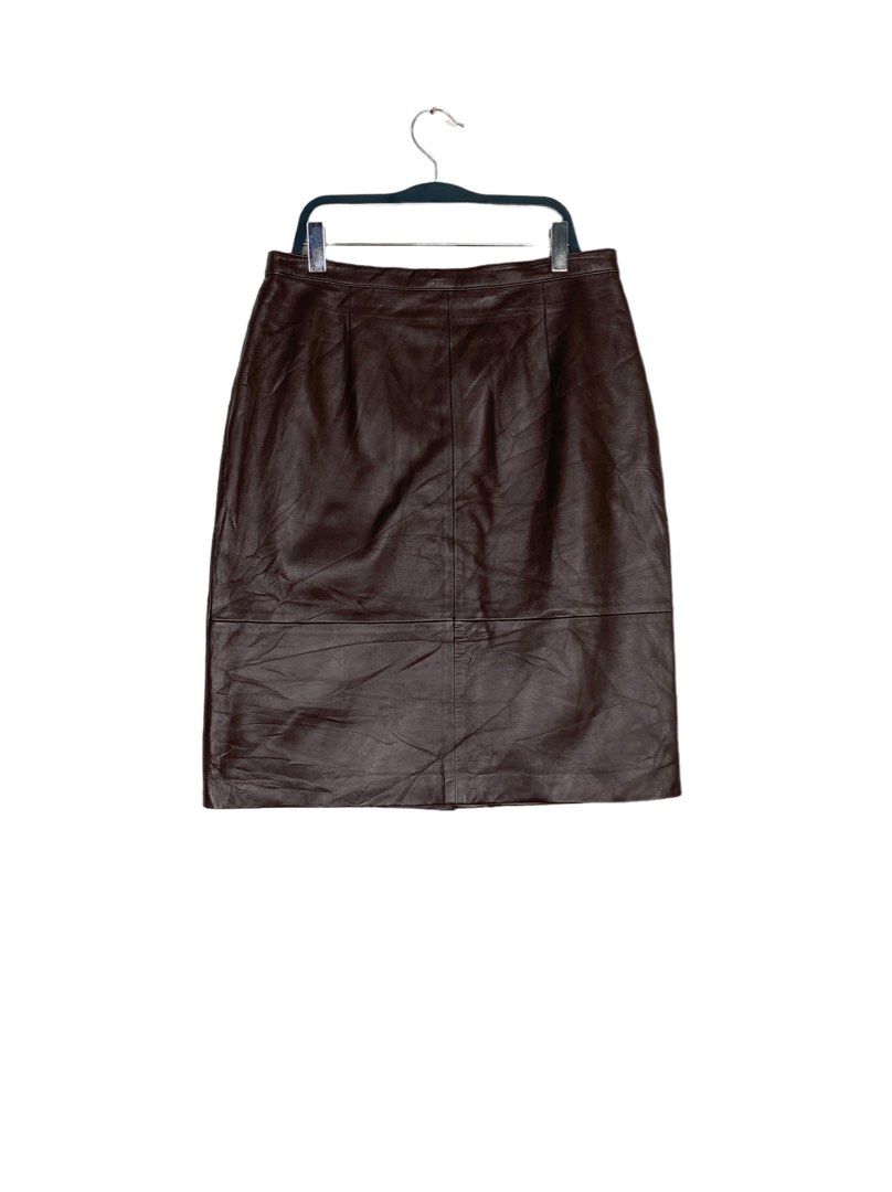 Talbots brown discount leather skirt