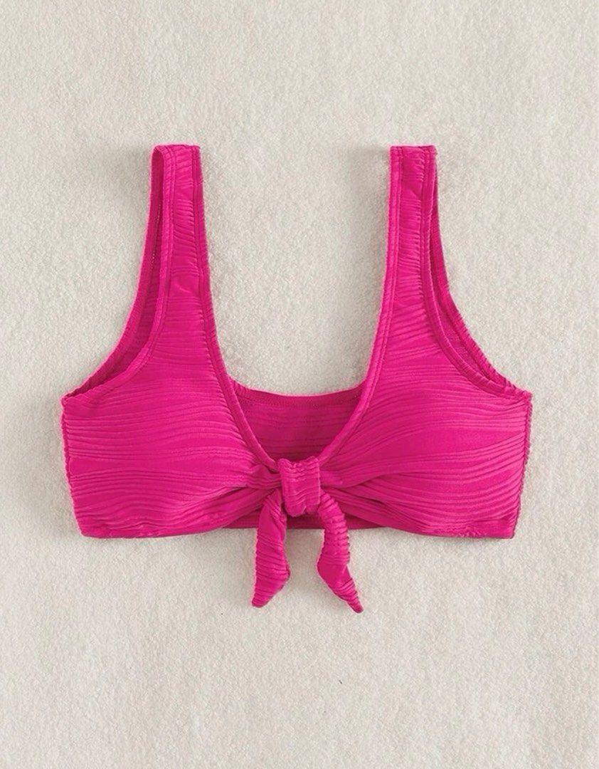 Textured Knot Front Bikini Top - Hot Pink (Category: Bikinis & Swimsuits) located in Pasay City. Submitted by calliewears (Listing ID 1267727432, Image 1). Description: used once.