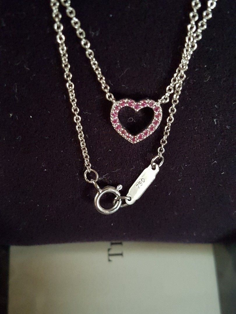 Tiffany and co sales pink heart necklace