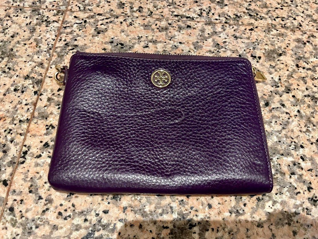 Tory Burch purple nylon tote bag. Trimmed in patent... - Depop