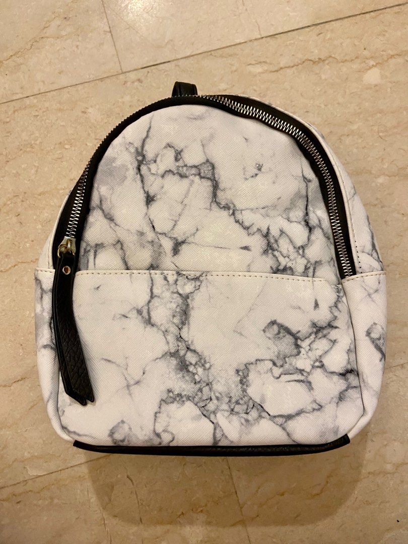 Typo Marble Bag Backpack Black White