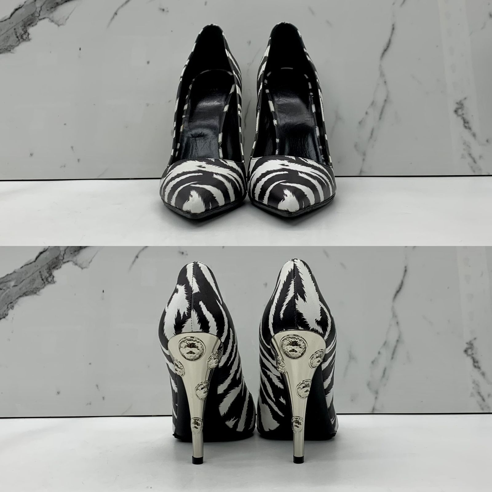 Versace heels black and white top