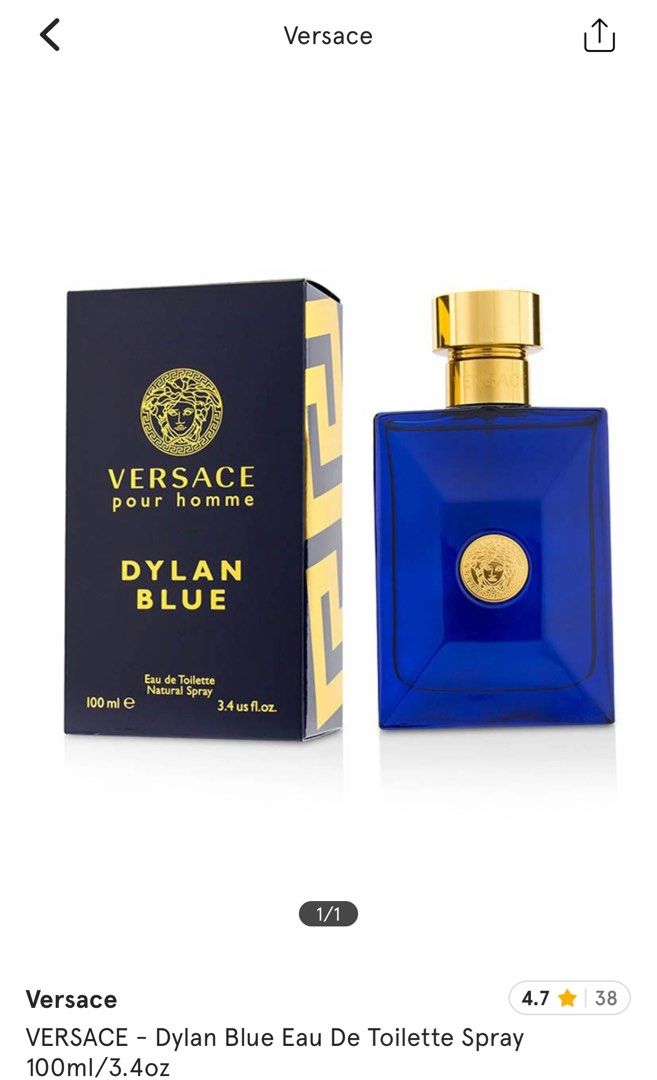 Versace Dylan Blue Eau De Toilette Beauty Personal Care