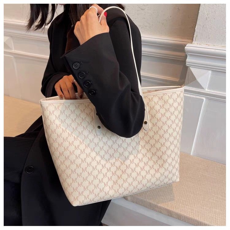White PU Taobao Tote Bag