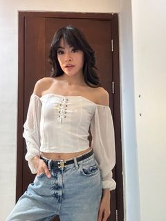 WHITE SABRINA MESH TOP
