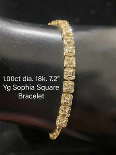 1 Carat Natural Diamond in 18K YG/WG Sophia Square Bracelet Size 7.2"