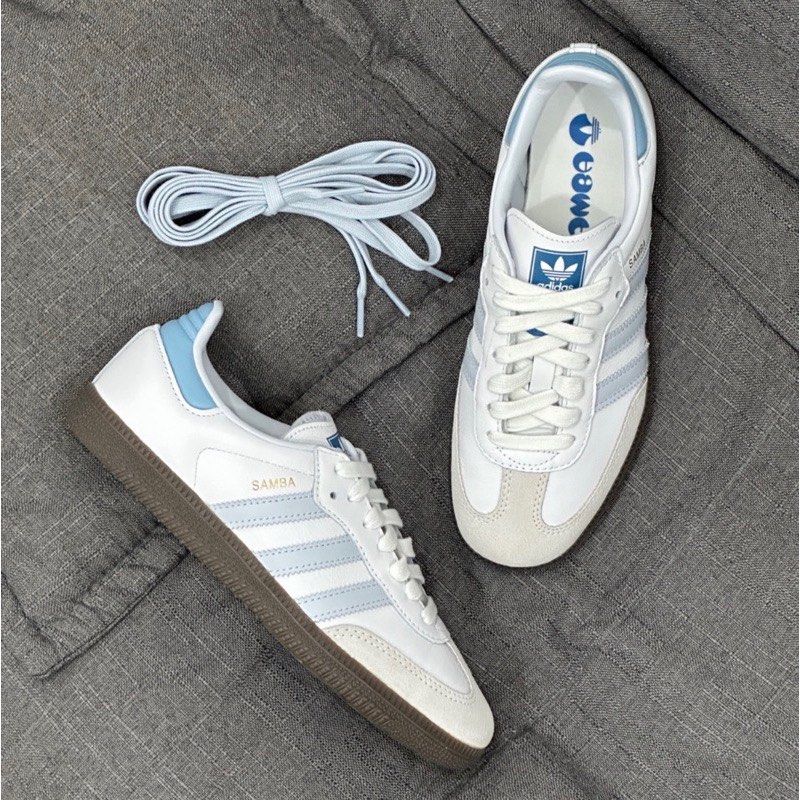 22.5cm Adidas Originals Samba 德訓鞋淡藍奶藍白藍天空藍寶寶藍ID2055