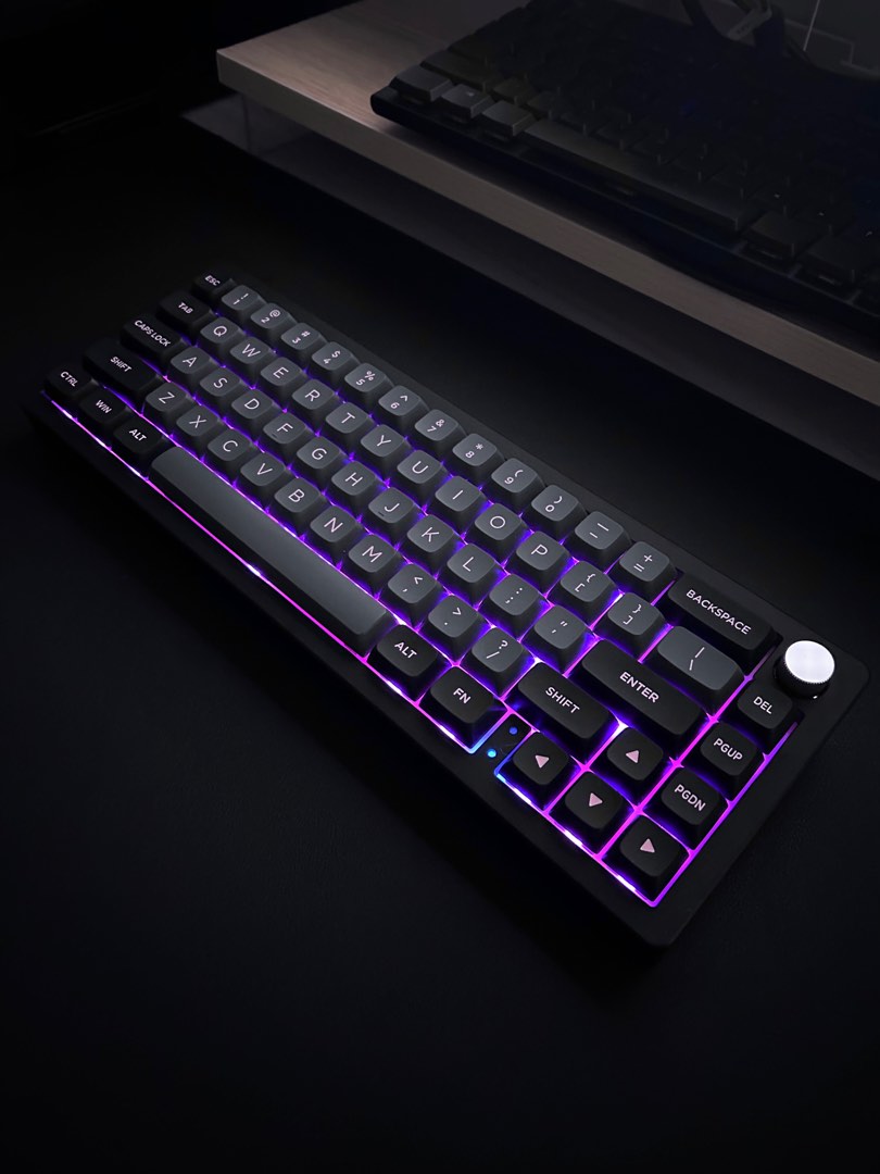 65% Custom Mechanical Keyboard (Akko Black grey Doubleshot Pbt keycaps ...