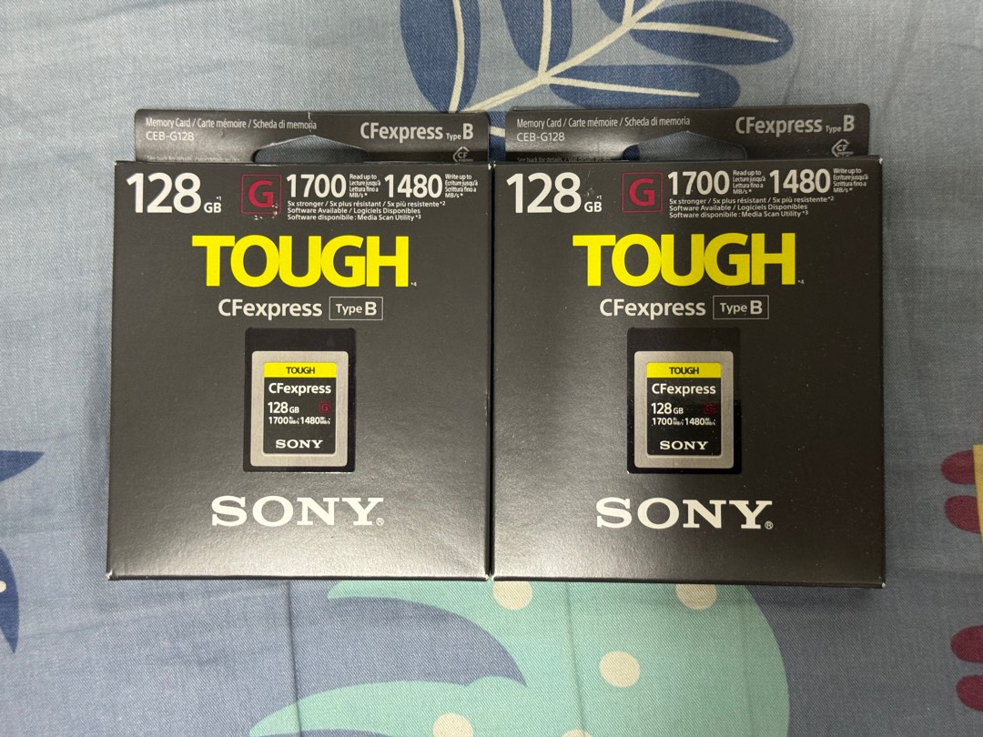 兩張128GB Sony Tough CEB-G Series CFexpress Type B 記憶卡, 攝影