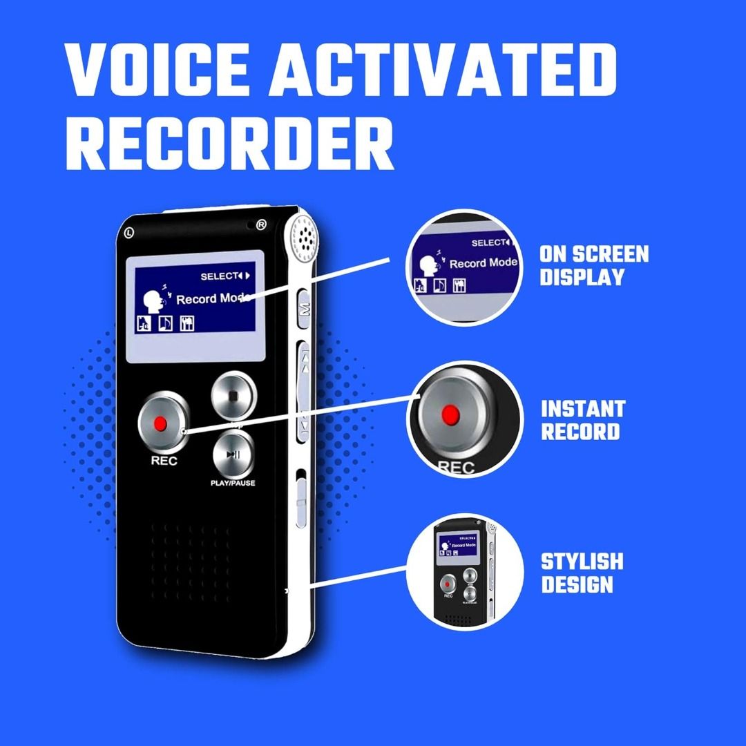  64GB Digital Voice Recorder, COCONISE Audio Recorder with  3072Kbps HD Recording, Voice Activated Recorder for Lecture with MP3  Player, A-B Loop Playback, Password, Accelerate Function : Electronics