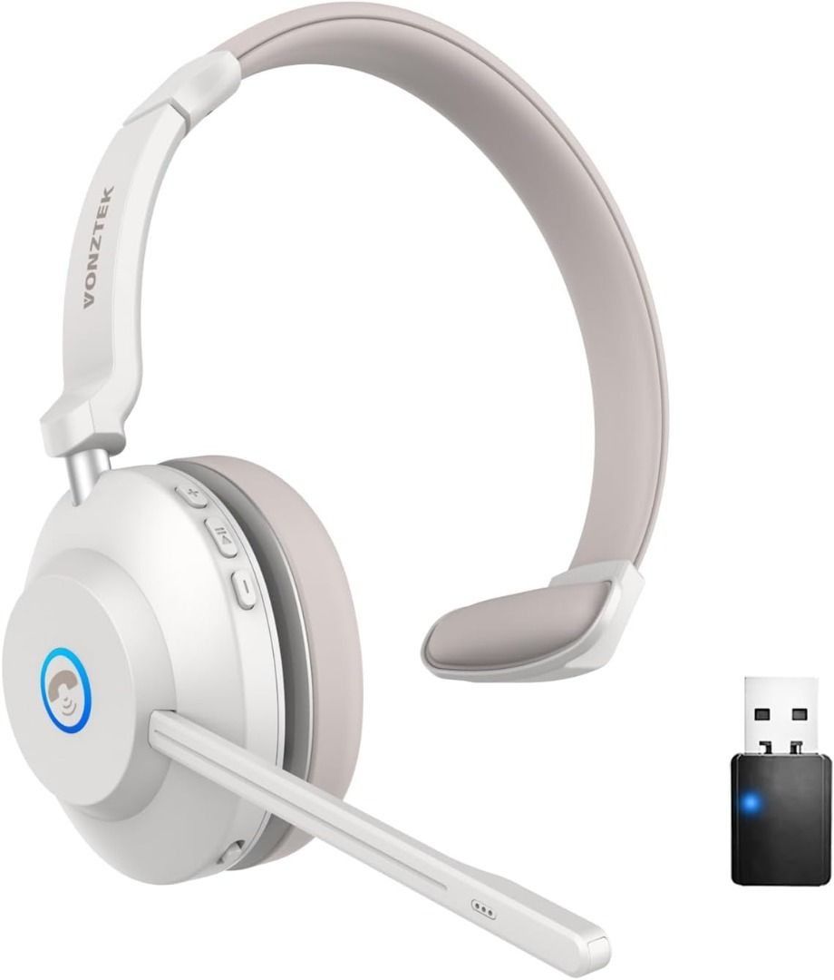 LEVN Bluetooth Headset with Microphone, Trucker Bluetooth Headset with AI  Noise Cancelling & Mute Button, Wireless On-Ear Headphones 60 Hrs Working