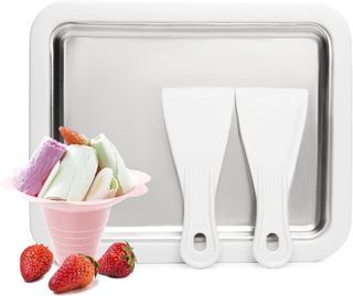 🌟 SG LOCAL STOCK 🌟 2511) Instant Rolled Ice Cream Maker Pan Machine Frozen Yogurt Sorbet with 2 Spatulas