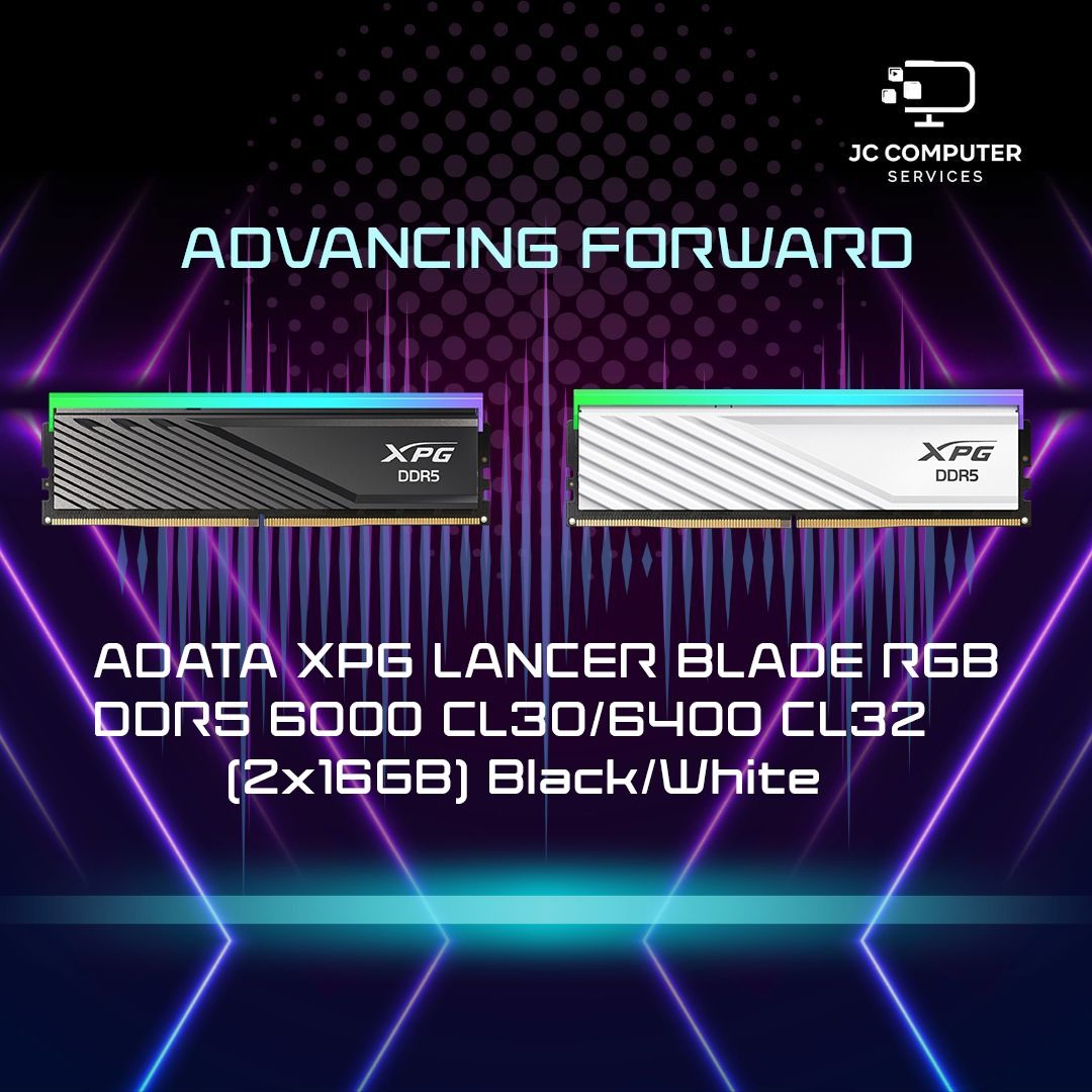 XPG Lancer Blade RBG DDR5 6000MHz CL30 32GB (2x16GB) Memory Kit Black  Heatsink