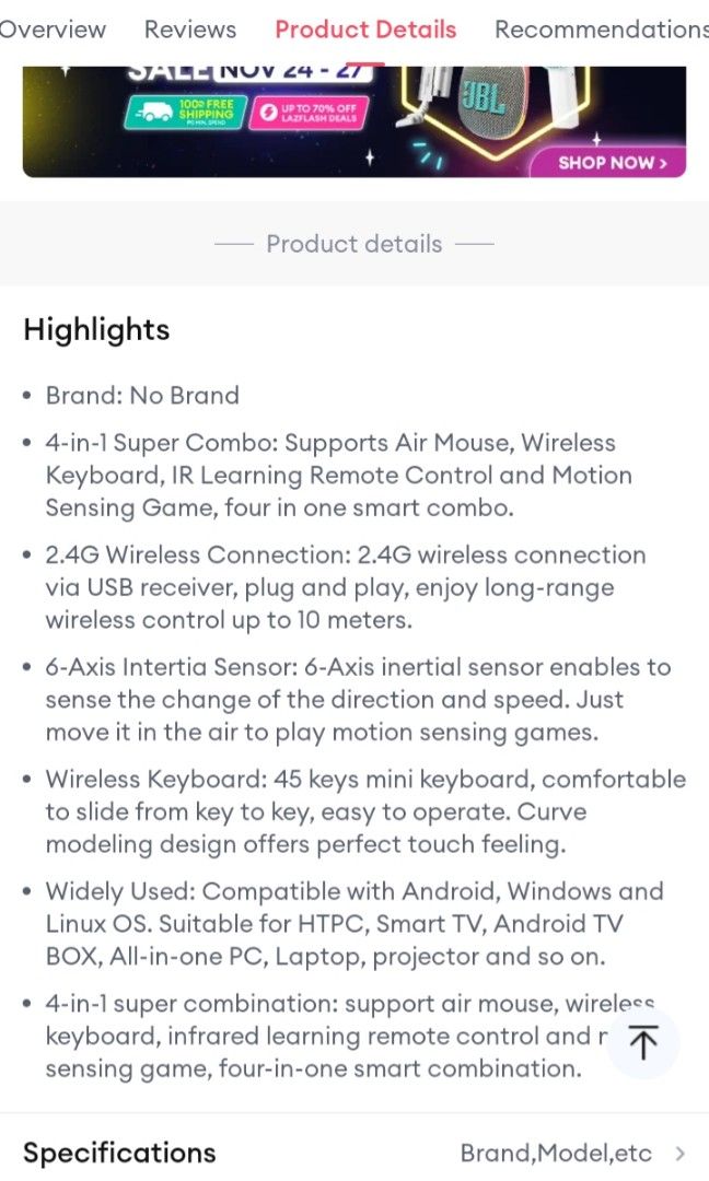 air mouse wireless keyboard remote control (Category: Other Accessories) located in Guiguinto. Submitted by pic_a (Listing ID 1267875679, Image 3). Description: see photos posted for the description.