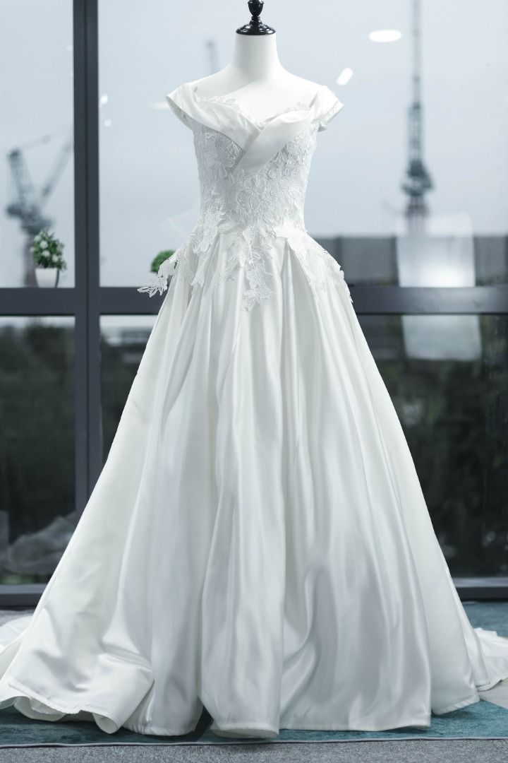 White satin a line dress sale